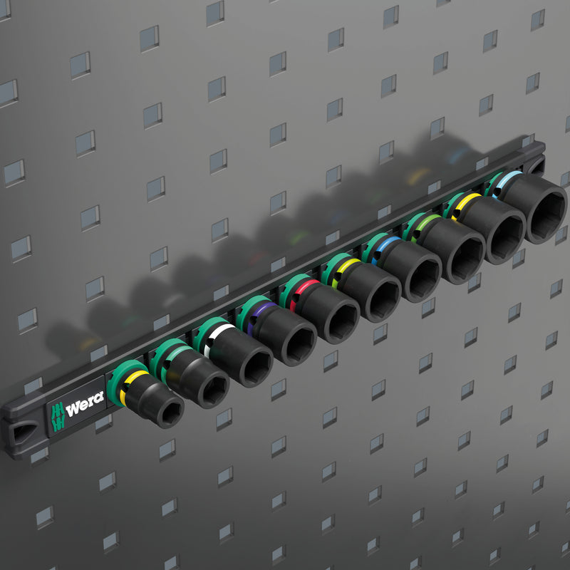 Wera 005451 10pc Magnetic Socket Rail B Impaktor 1 Socket Set, 3/8"