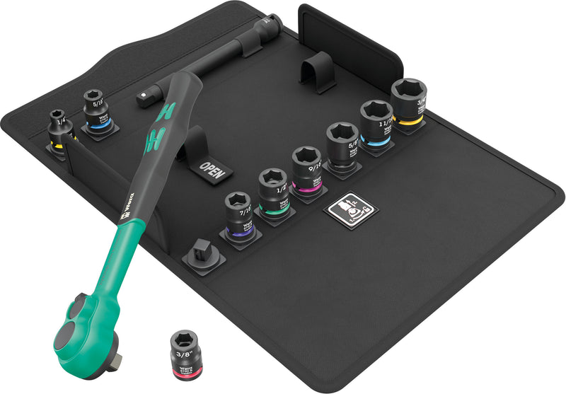 Wera 005531 11pc 8100 SB 13 Zyklop Comfort Imperial Socket Set, 3/8"