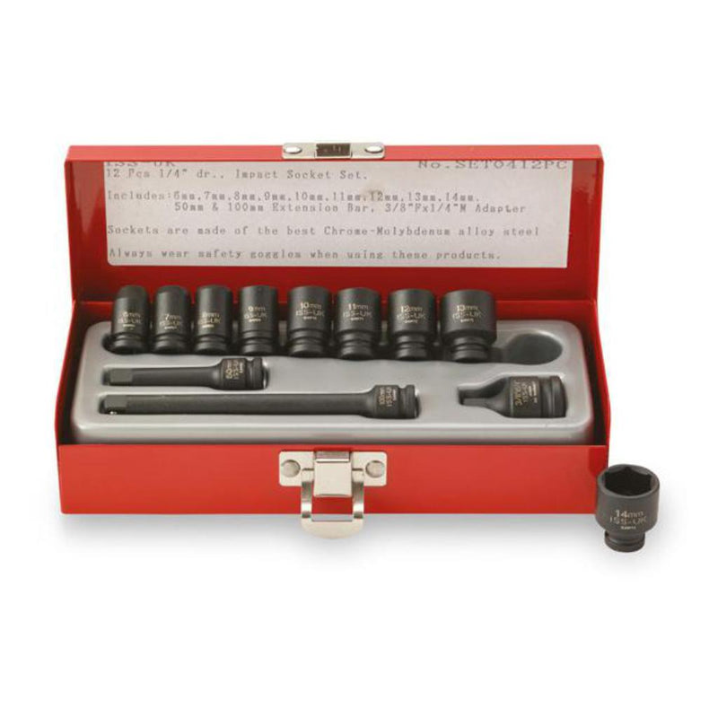 Impact Socket Supplies (ISS UK) SET0412PC 1/4"Dr 12pce 6-14mm Standard Impact Socket Set