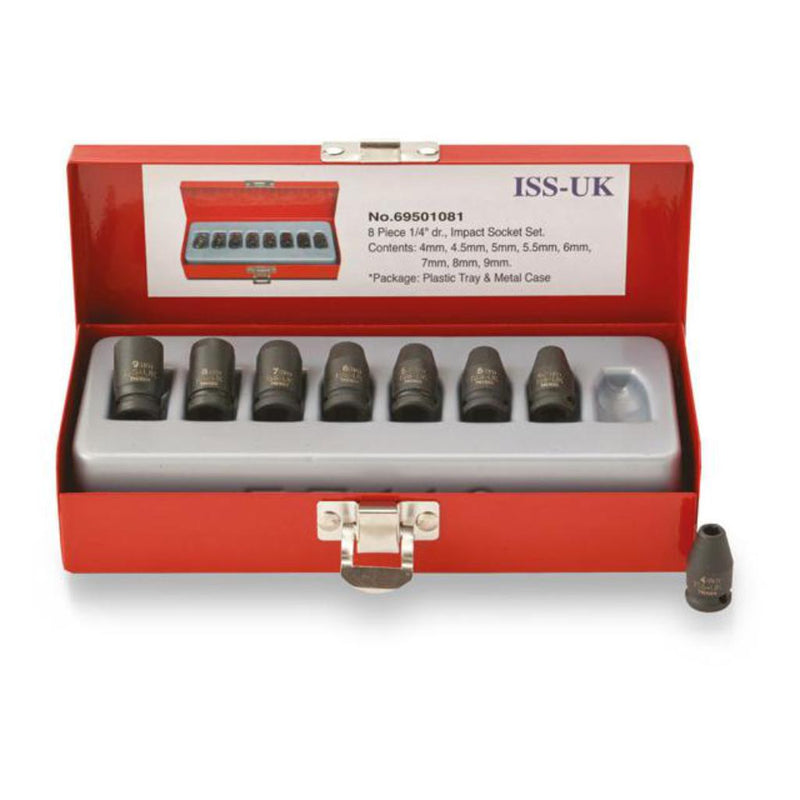 Impact Socket Supplies (ISS UK) SET04MMS 1/4"Dr 8pce 4-9mm Standard Impact Socket Set