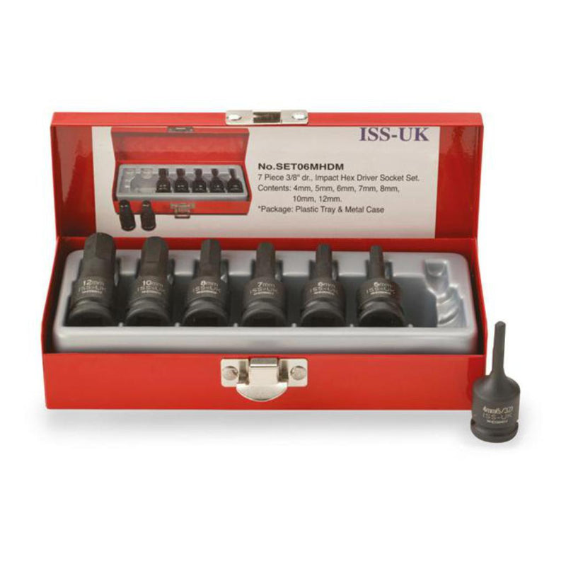 Impact Socket Supplies (ISS UK) SET06MHDM 3/8"Dr 7pce 4-12mm Hex Bit Impact Socket Set