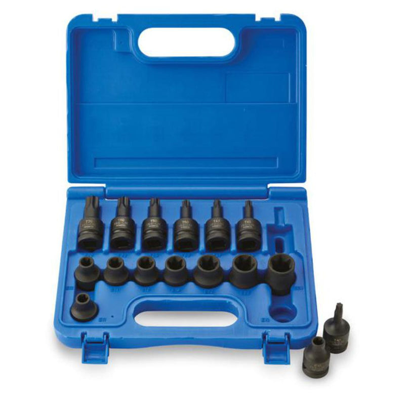 Impact Socket Supplies (ISS UK) SET08FTMT 1/2"Dr 16pce Female/Male Torx Impact Socket Set