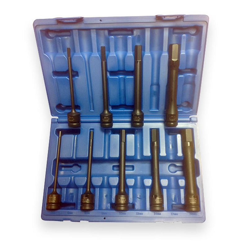 Impact Socket Supplies (ISS UK) SET08MHDMEL 1/2"Dr 9pce 4-19mm EXTRA LONG Hex Bit Impact Socket Set