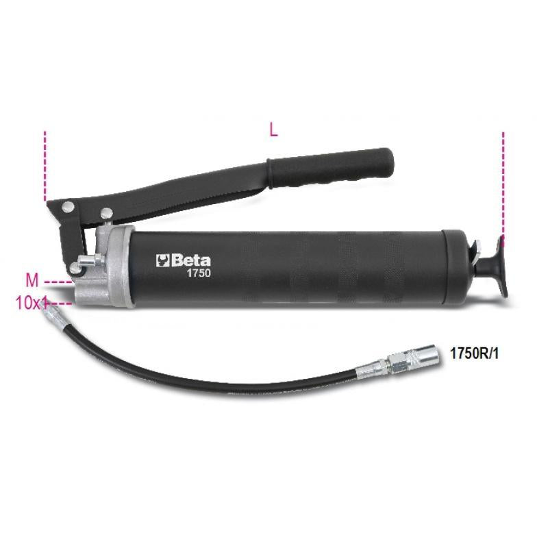 Beta 1750 500cc  Heavy Duty Lever Operated Grease Gun With Flexi Extension & Connector