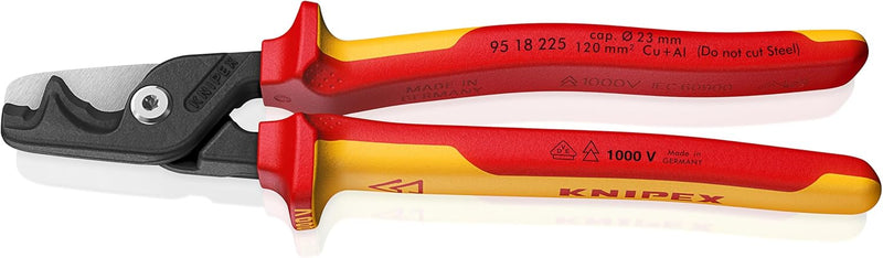 Knipex 95 18 225 225mm StepCut® XL VDE Insulated Cable Shears / Cutters With Step Cut