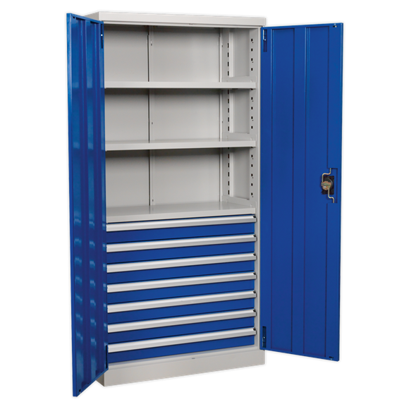 Sealey APICCOMBO7 1800mm 7 Drawer 3 Shelf Industrial Cabinet