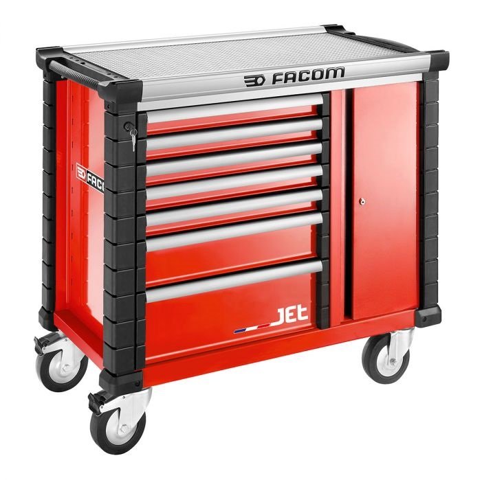 Facom JET.T7M3A 6 Drawer Mobile Roller Cabinet with Side Cabinet – Red