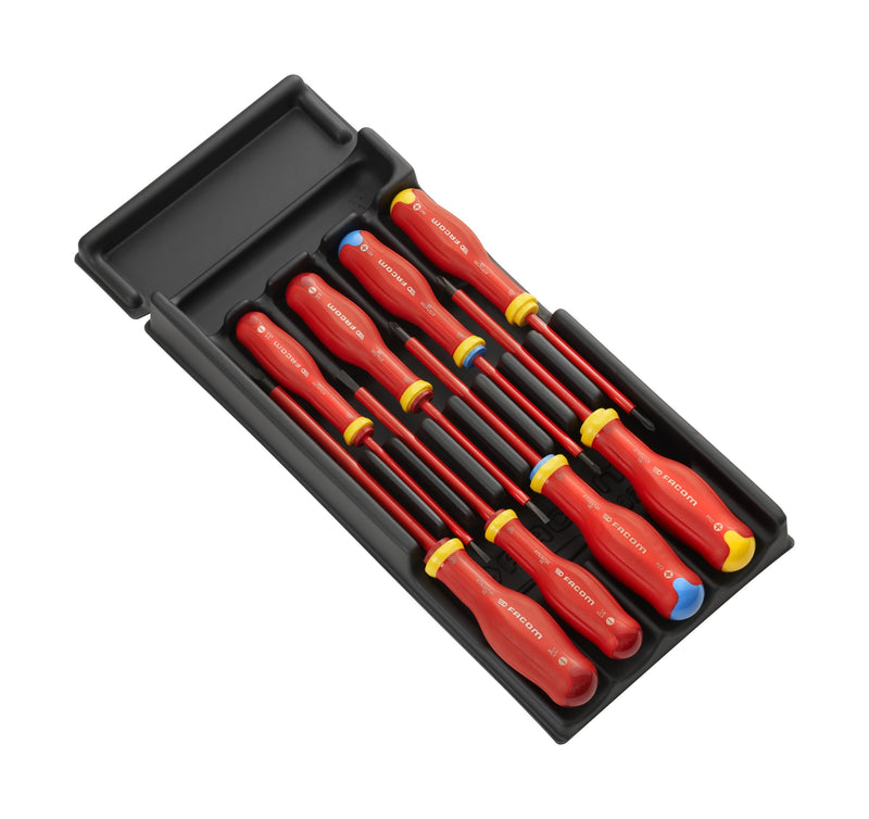 Facom MOD.AT1VE 8pce Protwist Phillips, Pozi & Slotted VDE Insulated Screwdriver Set