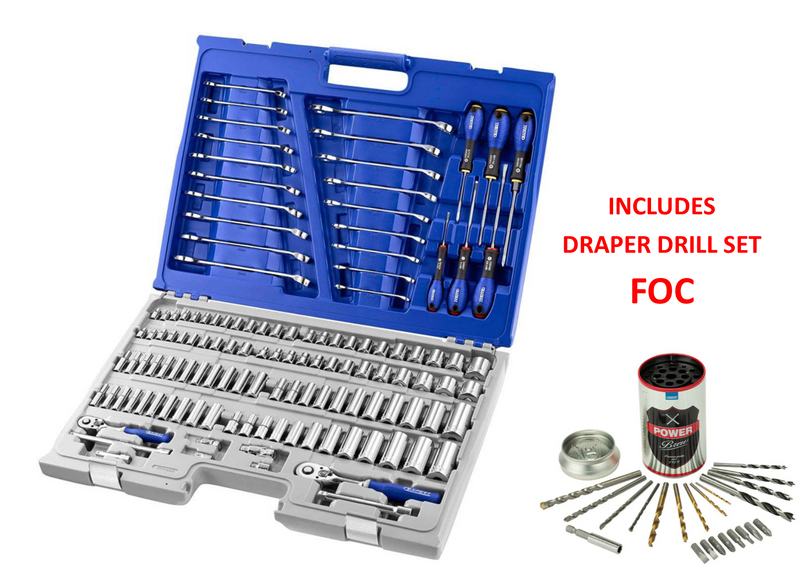 Expert by Facom E034835 1/4" & 3/8" Dr 126pce Metric & AF Socket & Accessories Set