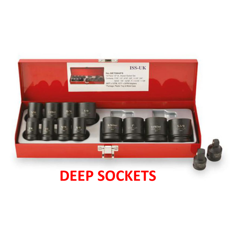 Impact Socket Supplies (ISS UK) SET08AFL 1/2"Dr 13pce 7/16-1.1/4"AF DEEP Impact Socket Set