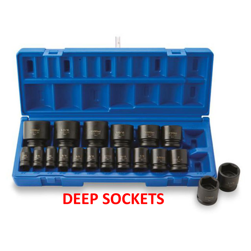 Impact Socket Supplies (ISS UK) SET08AFL19 1/2"Dr 19pce 3/8-1.1/2"AF DEEP Impact Socket Set