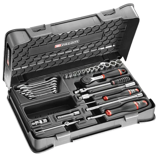 Facom R.440AEP 1/4″Dr 32pce Metric 5-14mm Hexagon (6-Point) Socket & Tool Kit Set