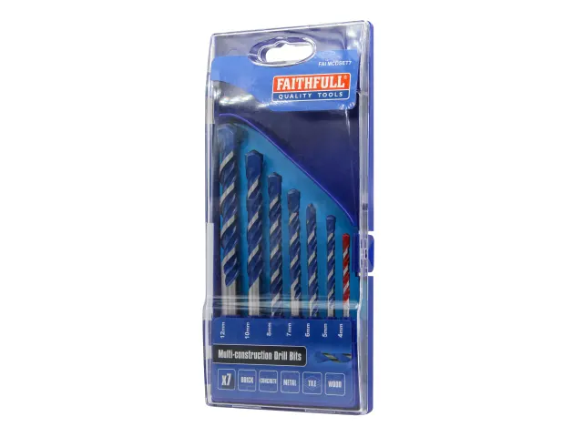 Faithfull FAIMCDSET7 7pce Multi Construction Drill Set