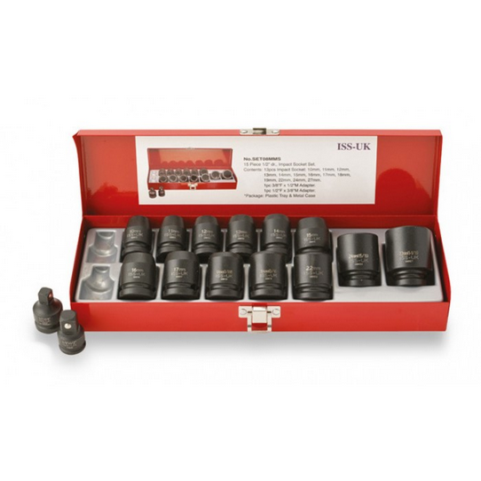 Impact Socket Supplies (ISS UK) SET08MMS 1/2"Dr 15pce 10-27mm Standard Impact Socket Set