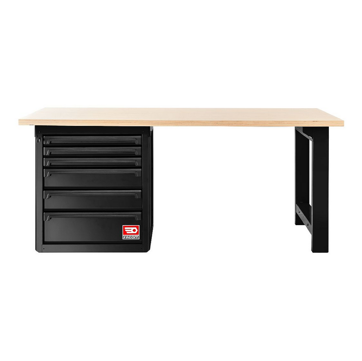 Facom RWS2-2MW6DBS 2mtr Black Wooden Worktop Work Bench & 6 Drawer Cabinet