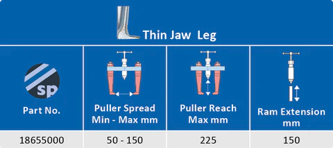 Sykes-Pickavant 18655000 3 Leg Thin Jaw 50-150mm Hydraulic Puller