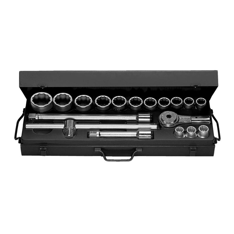 Facom K.436E 3/4"Dr 18pce Metric 19-55mm Bi-Hexagon (12-Point) Socket Set