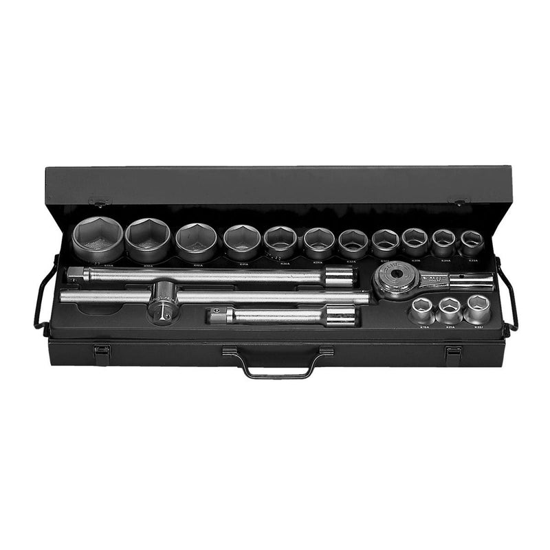 Facom K.437E 3/4"Dr 18pce Metric 19-55mm Hexagon (6-Point) Socket Set