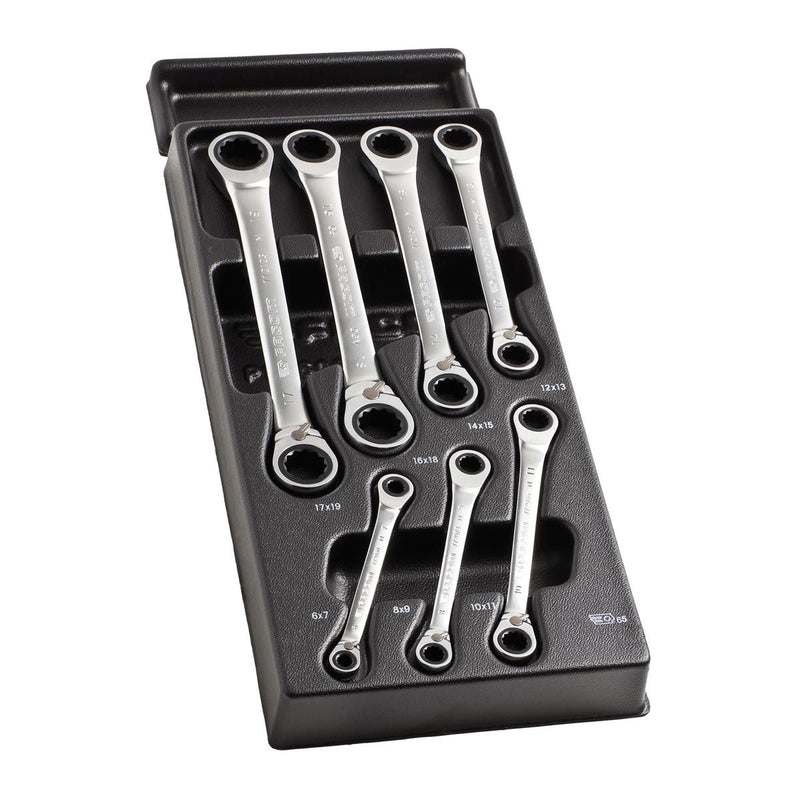 Facom MOD.65J7 7pce Metric 6-19mm Ratchet Offset Ring Spanner Set