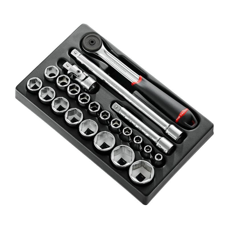 Facom MOD.S161-36 1/2"Dr 23pce Metric 8-32mm Hexagon (6-Point) Socket Set