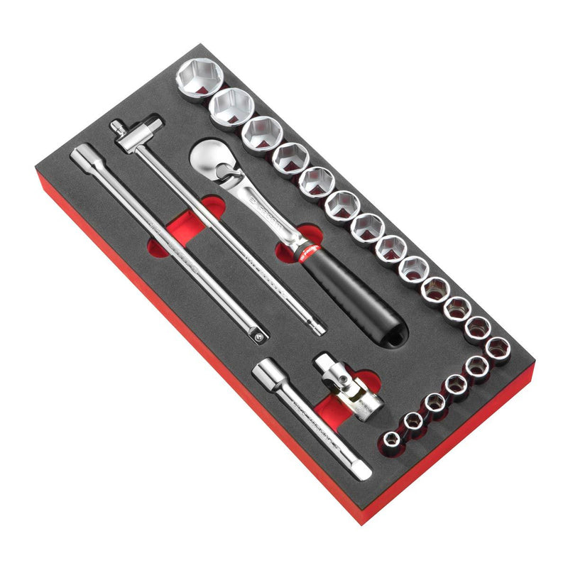 Facom MODM.SL1 1/2"Dr 23pce Metric 8-32mm Hexagon (6-Point) Socket Set