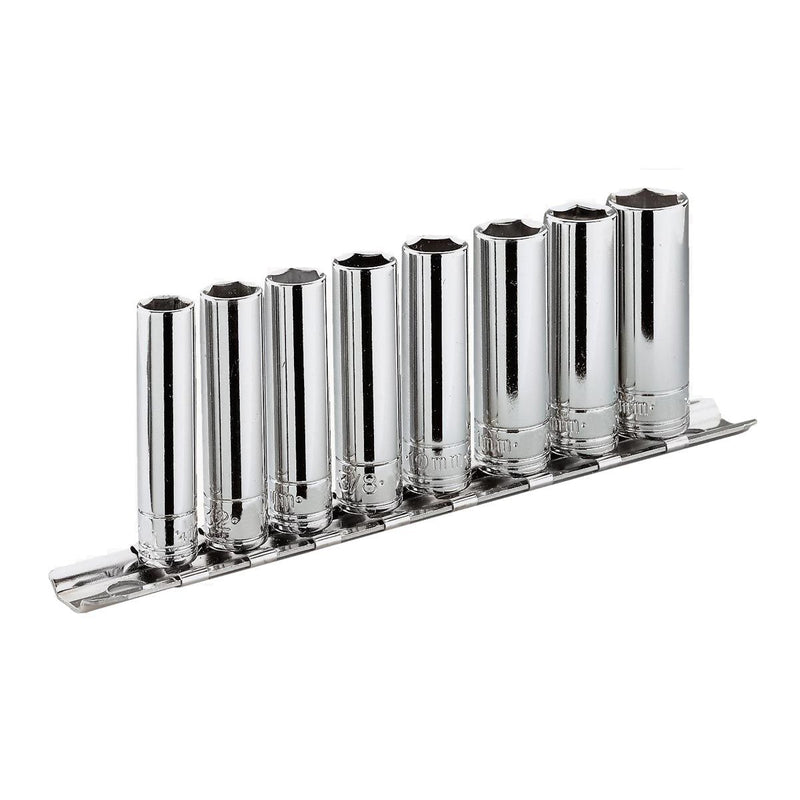 Facom JL.40U 3/8"Dr 8pce Imperial(AF) 1/4"-11/16" Bi-Hexagon (12-Point) Deep Sockets on a Rail