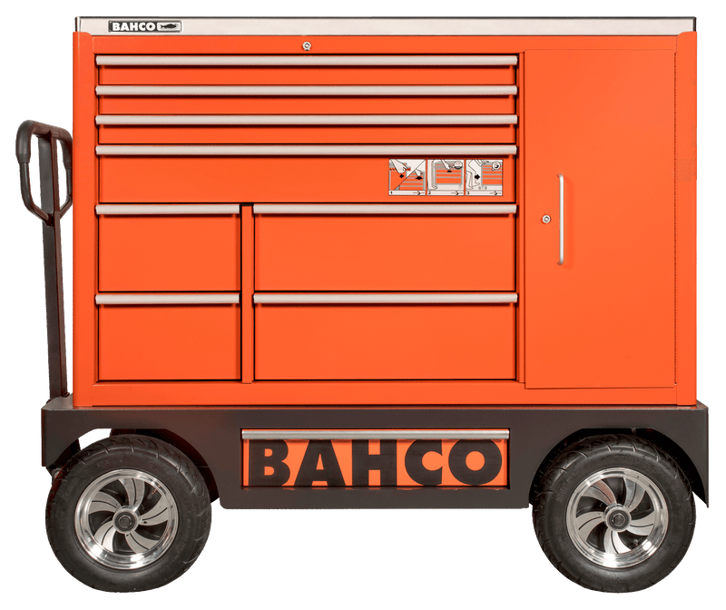 Bahco 1475KXXL8CWTSS C75 XL 8 Drawer 53" Orange  53" Special Tool Trolley with 8 Drawers and Side Cabinet