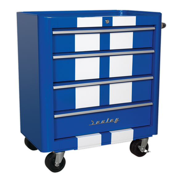 Sealey AP28204BWS 4 Drawer Retro Style Rollcab - Blue with White Stripes