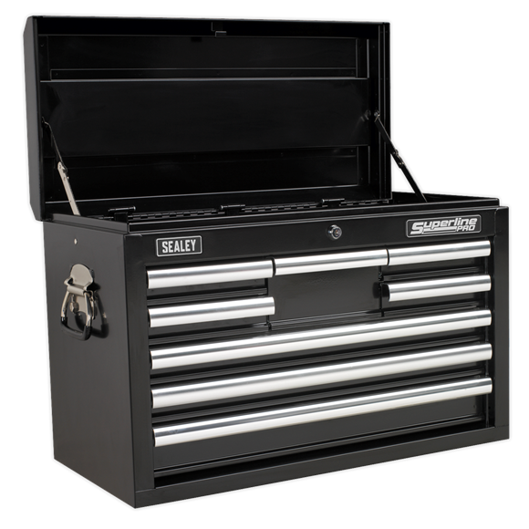 Sealey APCOMBOBBTK58 15 Drawer Black Topchest & Rollcab Combination with Ball Bearing Slides & 147pc Tool Kit