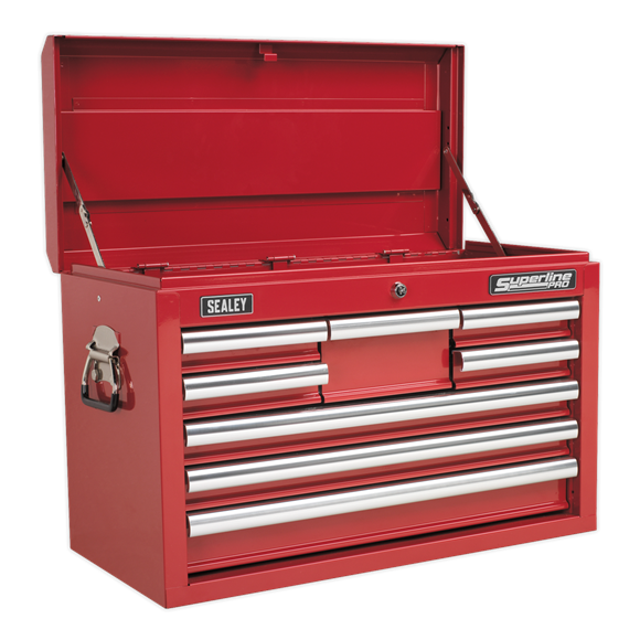 Sealey AP33109COMBO 10 Drawer Red Topchest with Ball Bearing Slides & 140pc Tool Kit