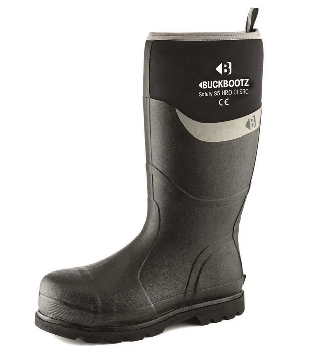 Buckbootz BBZ6000 Black Neoprene/Rubber Heat and Cold Insulated Safety Wellington Boot