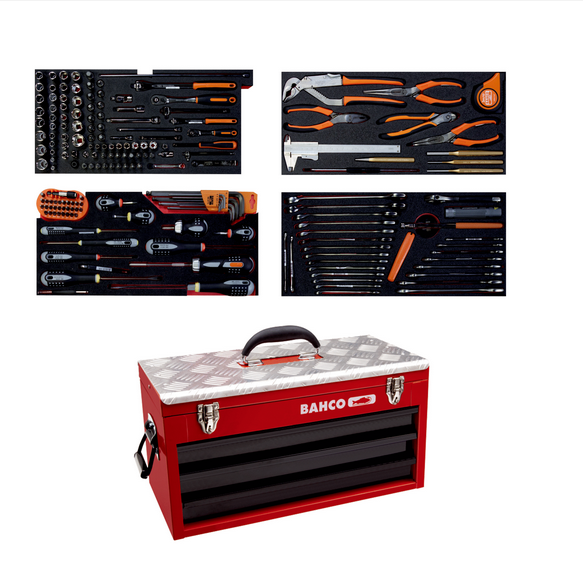 Bahco 1483KHD3RB-FF3 193pce General Purpose Toolkit in Metallic Tool Box