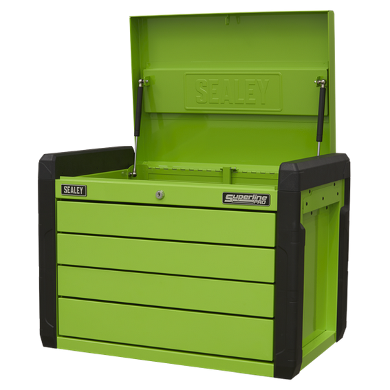 Sealey APPD4G Hi-Vis Green 4 Drawer Push-to-Open Topchest with Ball-Bearing Slides