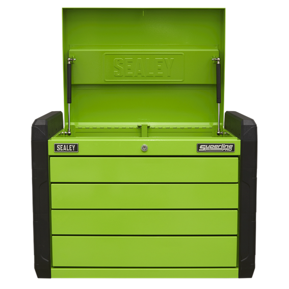 Sealey APPD4G Hi-Vis Green 4 Drawer Push-to-Open Topchest with Ball-Bearing Slides