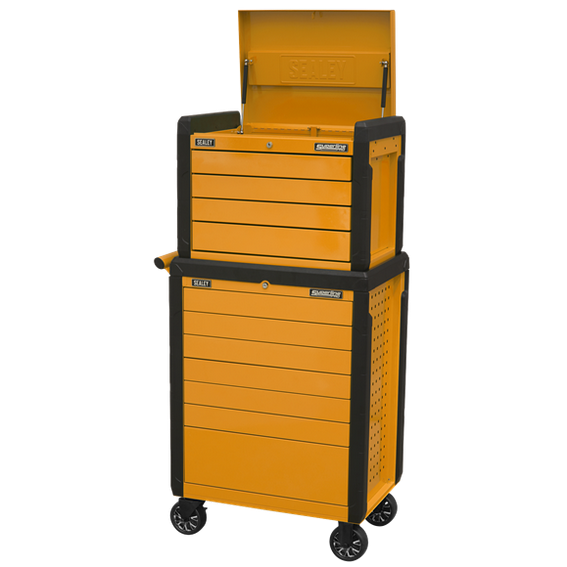 Sealey APPDSTACKO Orange 11 Drawer Push-To-Open Topchest & Rollcab Combination