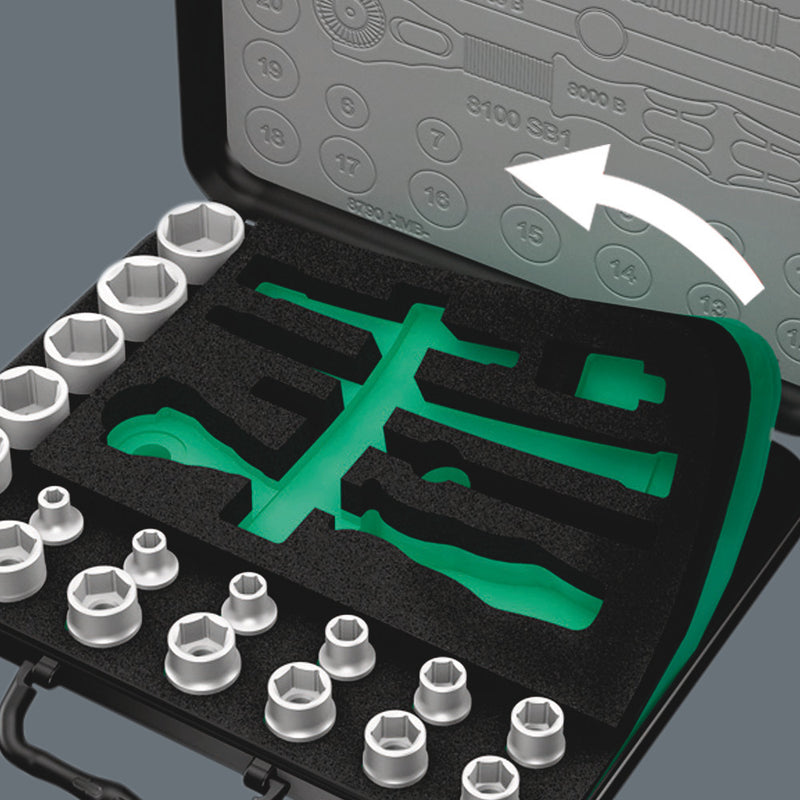 Wera 003533 42pc 8100 SA 2 Zyklop Speed Socket Set, 1/4"